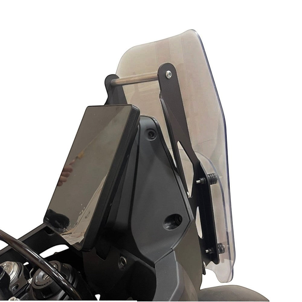 Moto Explorer navigation bar mount for Rieju Aventura Rally 307, black aluminum 12mm bar for GPS devices.