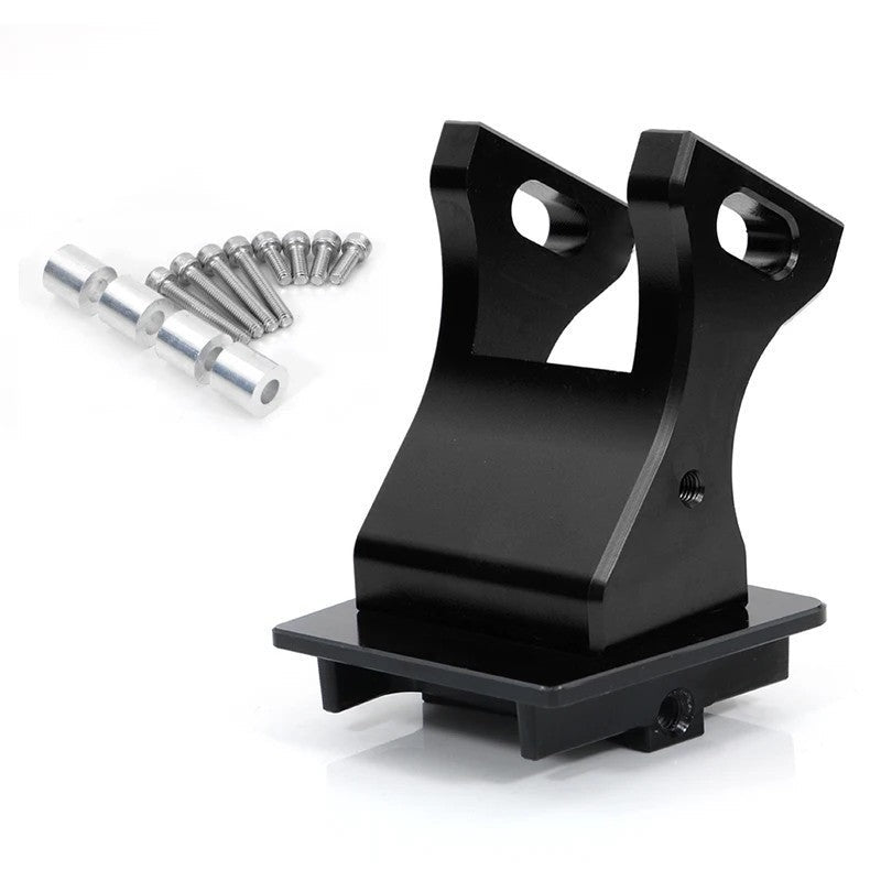 Moto Explorer black CNC-machined aluminum GPS navigation mount for KTM adventure motorcycles with AMPS bolt pattern.