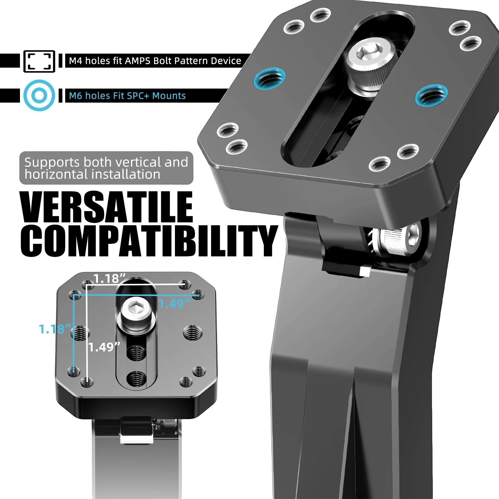 Moto Explorer RideTrak AMPS Navigation Mount for KTM 390 Adventure R, adjustable aluminum mount with AMPS bolt pattern.