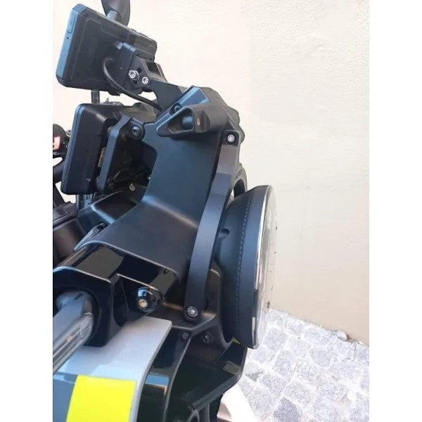 Moto Explorer RideTrak black navigation stabiliser mounted on a Husqvarna Norden 901 motorcycle