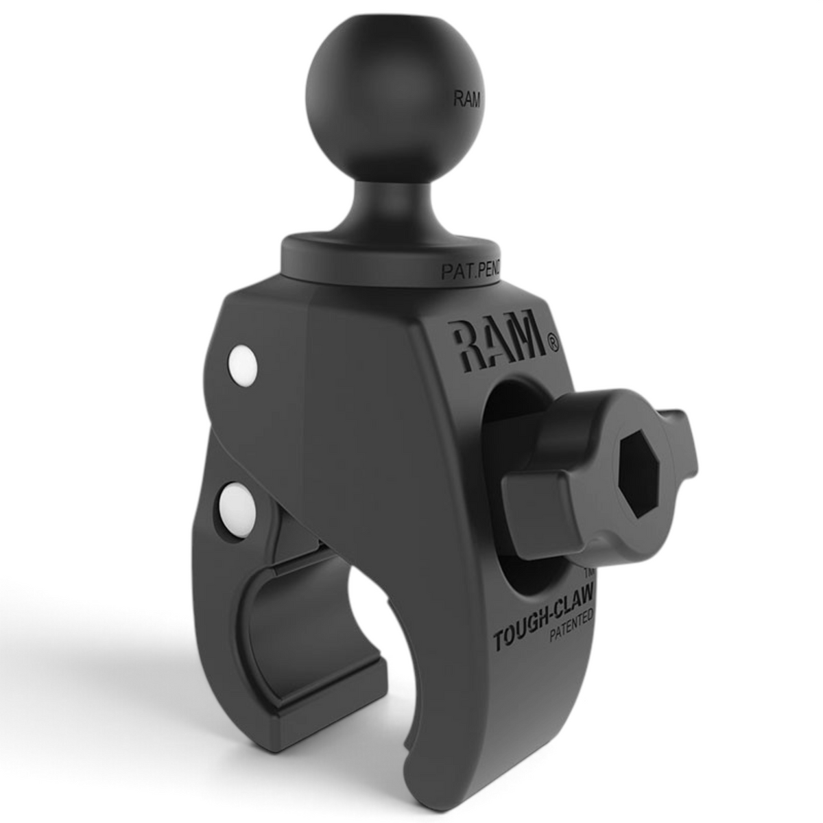 Moto Explorer RAM Tough-Claw small clamp base with B-size rubber ball for motorcycle and bicycle handlebars