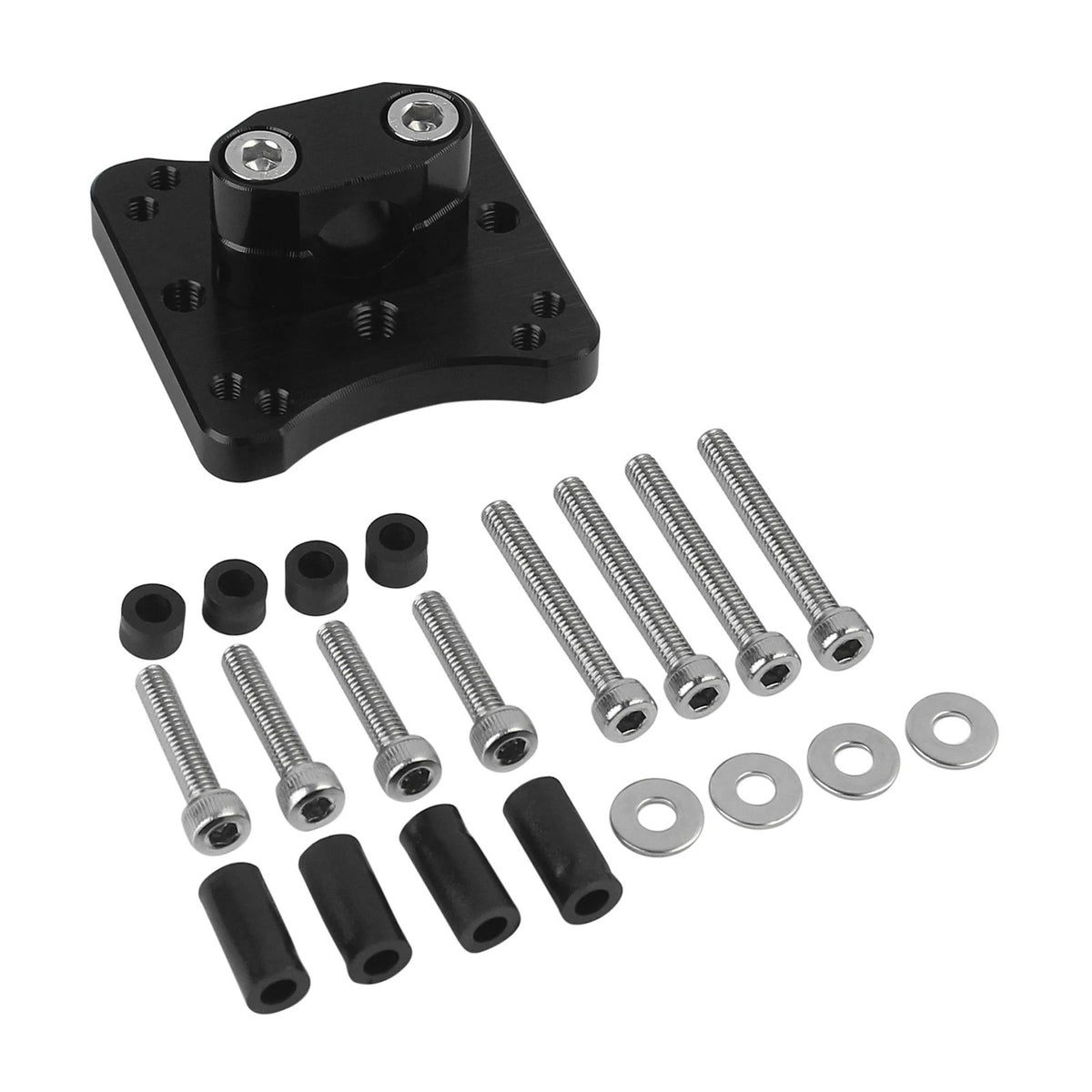 Moto Explorer RideTrak black anodised aluminium 12mm navigation bar mount with AMPS pattern and stainless steel hardware