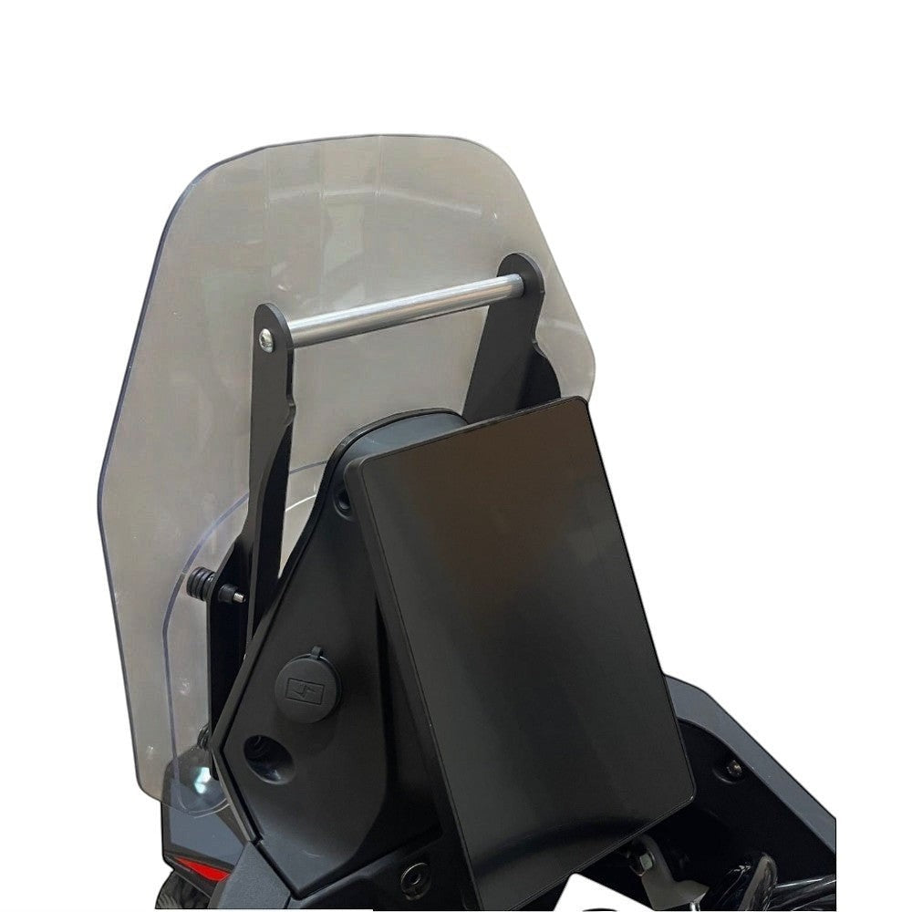 Moto Explorer navigation bar mount for Rieju Aventura Rally 307, black aluminium 12mm bar for GPS devices.