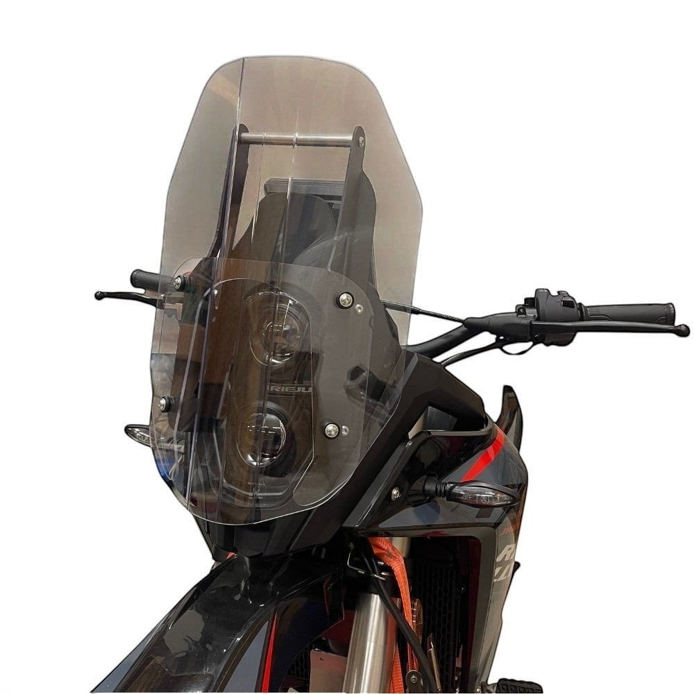 Moto Explorer navigation bar mount for Rieju Aventura Rally 307, black powder-coated aluminum, 12mm diameter bar.