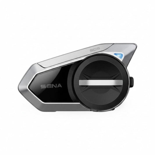 Moto Explorer Sena 50S motorcycle communication system with Harman Kardon audio, black and silver